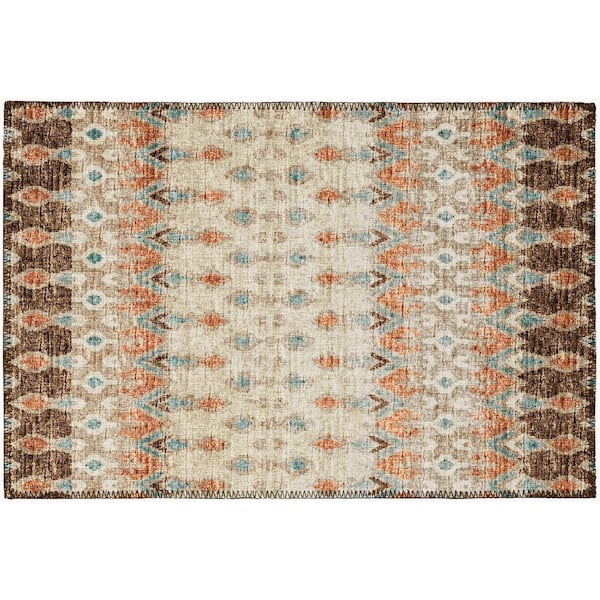 Addison Rugs Bravado Brown 1 ft. 8 in. x 2 ft. 6 in. Geometric Indoor/Outdoor Washable Area Rug