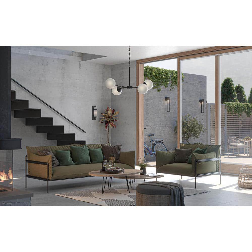 Matte Black Etched Opal Glass Dimmable Wall Sconce