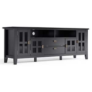 Artisan Solid Wood 72 in. Wide Transitional TV Media Stand in Black for TVs up to 80 in.