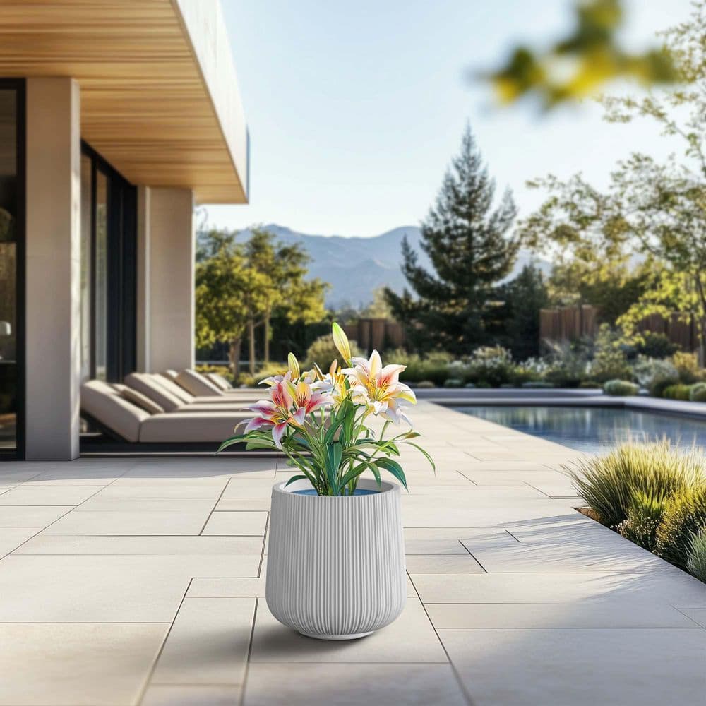 13 in. Medium Granite Gray (Enhanced Interior) Concrete Round Planter / Pot with Drainage Holes price history on PriceWatchPro