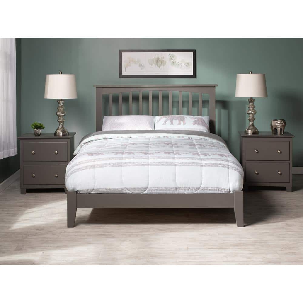 Mission Full Size Gray Wood Bed with Headboard and Slats