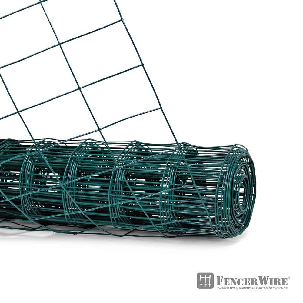 Green Vinyl Coated Welded Metal Garden Fence Wire Roll, 4 ft x 50 ft