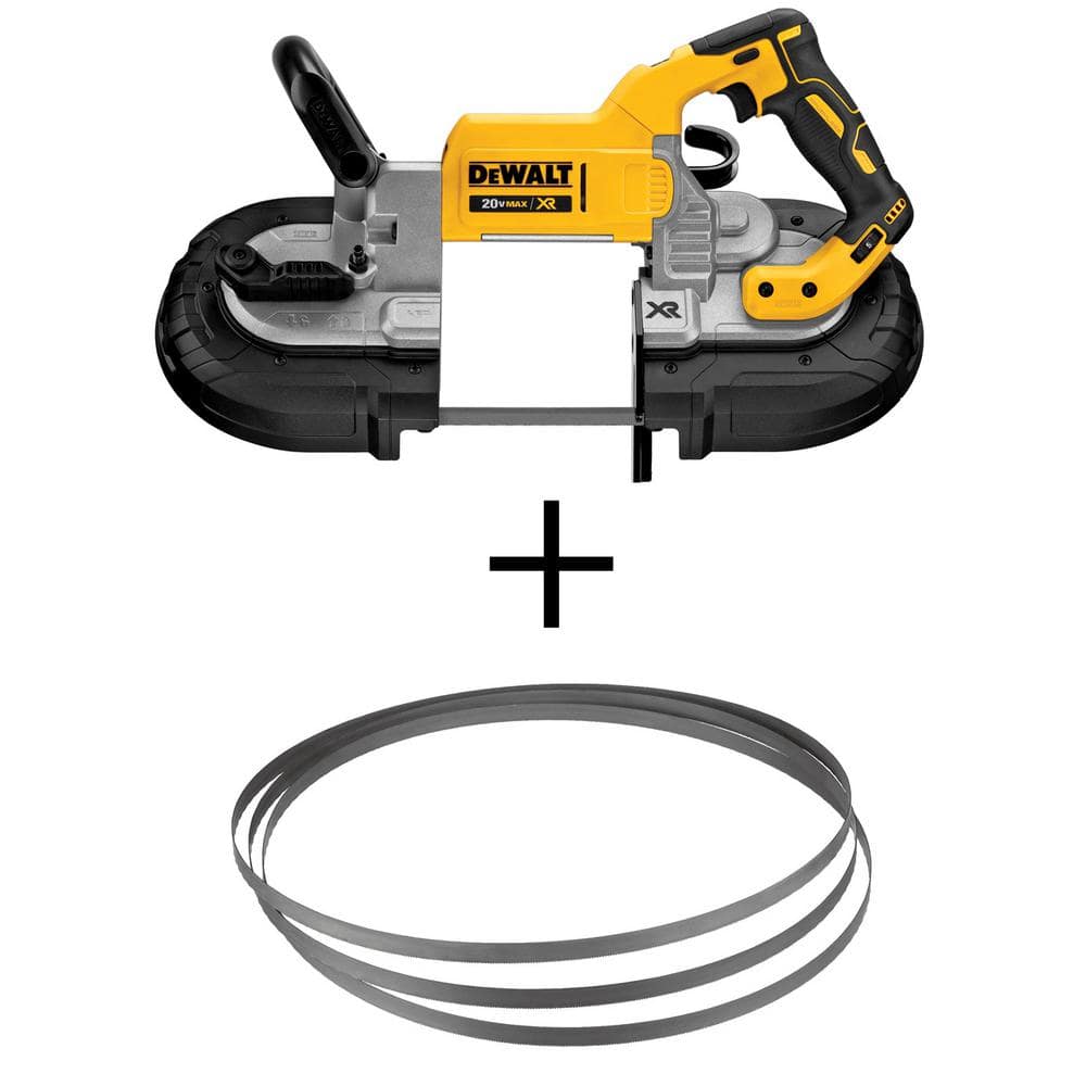 DEWALT 20V MAX XR Cordless Brushless Deep Cut Band Saw (Tool Only) and 18  TPI Saw Blade (3 Pack) DCS374BWDW3989 The Home Depot