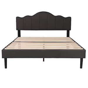 Queen Size Platform Bed Frame with Headboard Fabric Upholstered/No Box Spring Needed/Wood Slat Support 60.4 in. W
