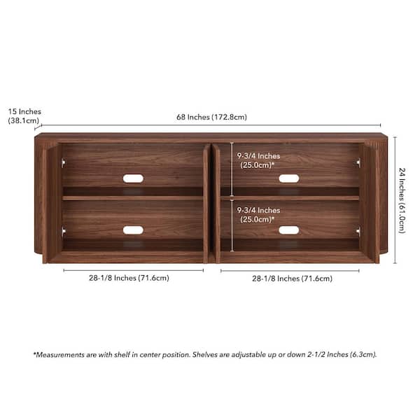 Meyer&Cross Canton 68 in. Satin Walnut TV Stand Fits TV's up to 75