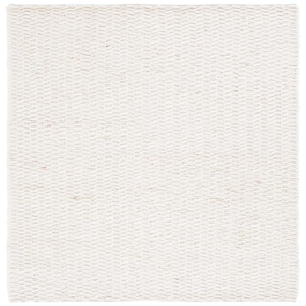 Natural Fiber Bleach/Ivory 6 ft. x 6 ft. Chevron Striped Square Area Rug