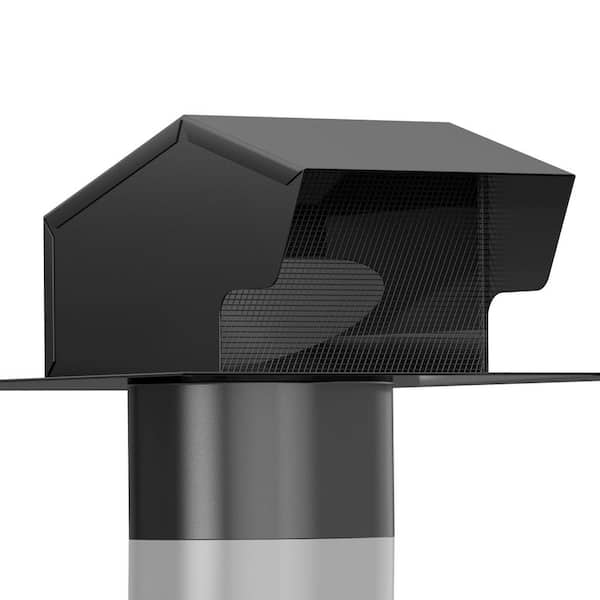 8 in. Removable Roof Vents, Galvanized Steel Roof Exhaust Vent for Ventilation System-with Damper Black (1-Pack)