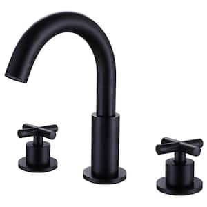 8 in. Widespread 2-Handle High-Arc Bathroom Faucet in Matte Black