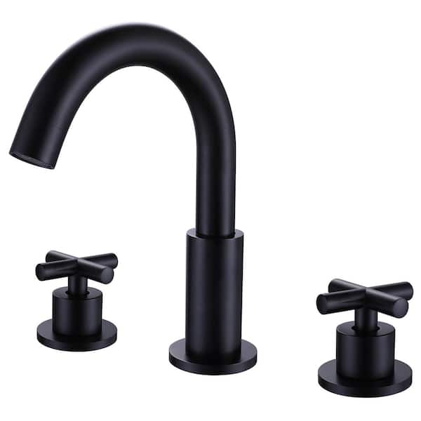 Flynama 8 in. Widespread Three Hole 2-Handle 1.5 GPM Watersense Bathroom Faucet in Matte Black