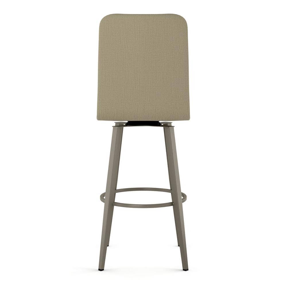 Sophisticated Beige Fabric & Grey Metal Swivel Bar Stool