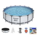 Bestway 15 ft. x 48 in. Steel Pro Max Round Frame Above Ground Swimming ...