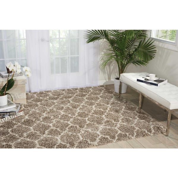 Amore Solid Shag Stone 3 ft. x 5 ft. Modern Shag Area Rug