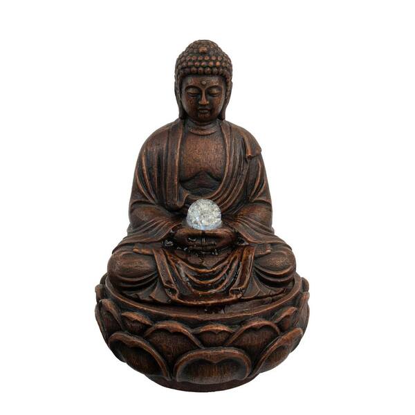 Fountain Buddha Seated Tabletop Cascading Led Relaxing Waterfall Indoor Outdoor 