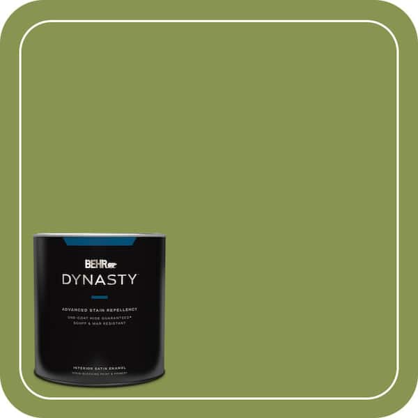 BEHR DYNASTY 1 qt. #M350-6 Frog Satin Enamel Interior Stain-Blocking Paint and Primer