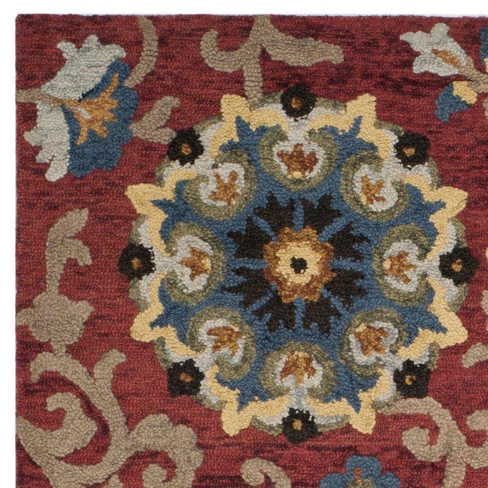 Handmade Blossom Red Floral Wool Area Rug 5' x 8'