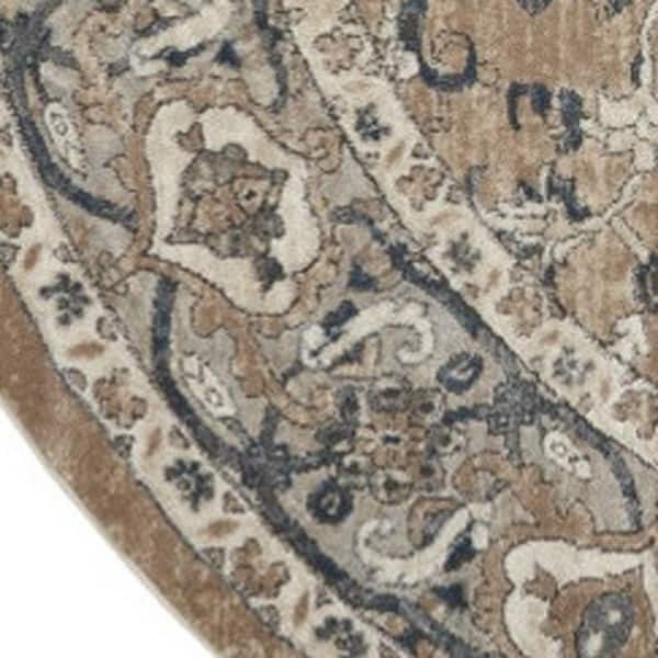 10 ft. Round Gray Medallion Washable Area Rug