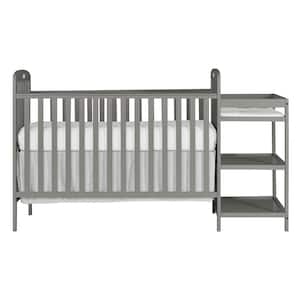 Anna 4-in-1 Steel Grey Crib and Changing Table Combo