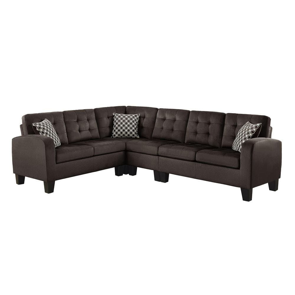 Forte 107 in. Round Arm 2-piece Textured Fabric Reversible Sectional Sofa i