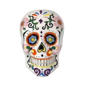 5 in. x 7 in. Colorful DOD Skull Ceramic Planter