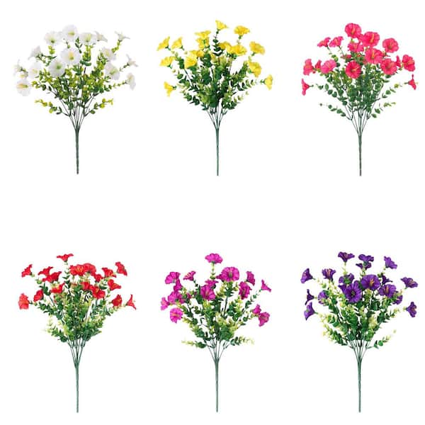 4.00 in. Artificial Morning Glory Flowers Colorful UV Resistant Fake Plants for Outdoor Decoration 12 Bundles
