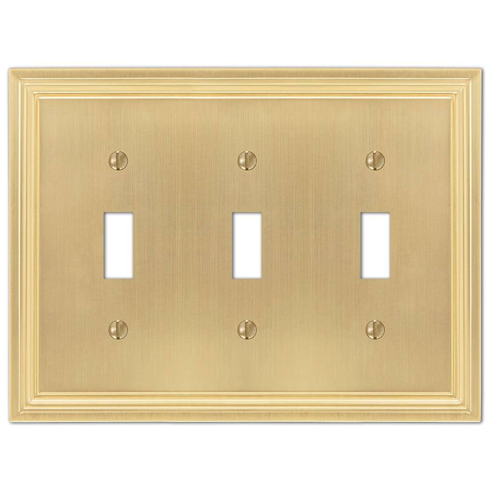 Satin Brass 3-Gang Cast Metal Toggle Wall Plate