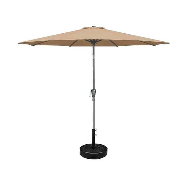 Cesicia 9 ft. Aluminum Table Market Crank and Tilt Patio Umbrella in ...