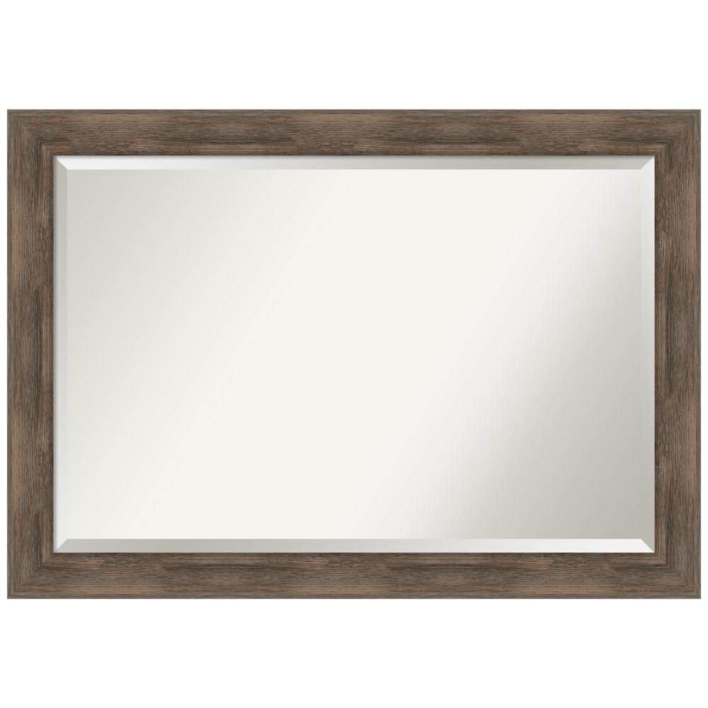 Elegant Hardwood Mocha 41" x 29" Rectangular Bathroom Vanity Mirror