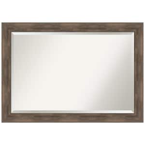 Hardwood Mocha 40.75 in. x 28.75 in. Rustic Rectangle Framed Bathroom Vanity Wall Mirror