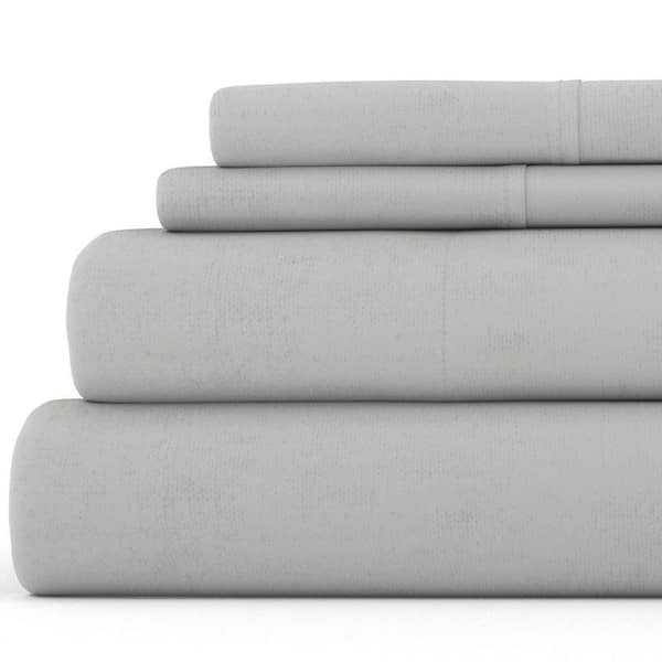 Becky Cameron Premium 4-Piece Light Gray Ultra Soft Flannel Queen Sheet Set