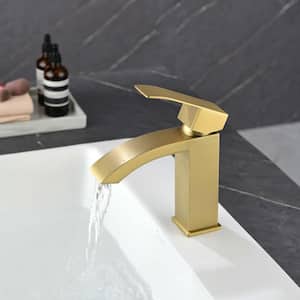 6.61 in. Single Handle Single Hole Bathroom Faucet Included Valve Supply Lines in Gold