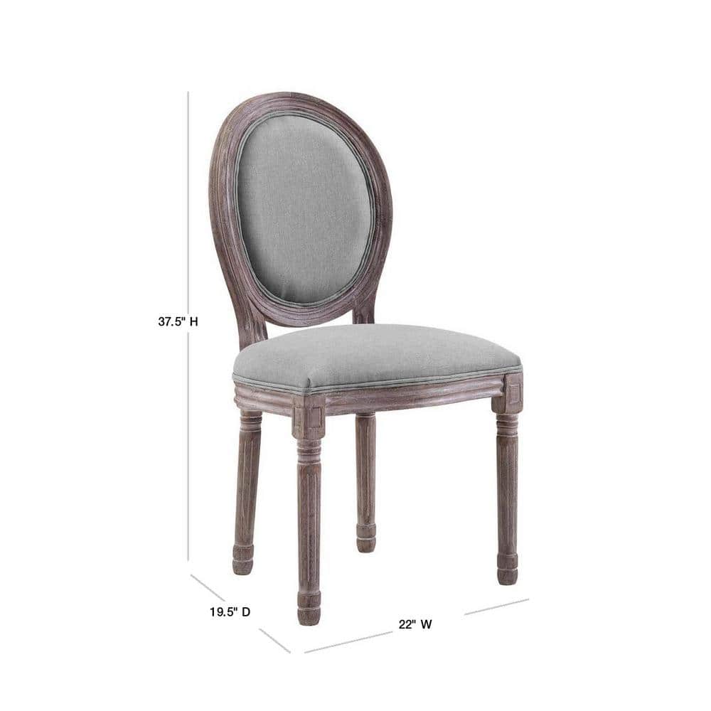 Emanate Fluted Wood Frame Light Gray Upholstered Side Chair