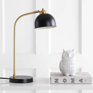 Bilston 20 in. Black/Brass Gold Arc Table Lamp with Black Shade