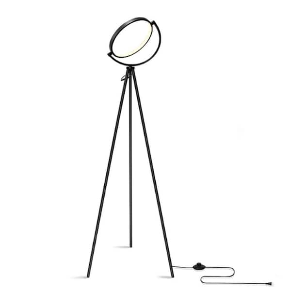 HomeRoots 59.5 in. Black and White LED Tripod Floor Lamp with Globe
