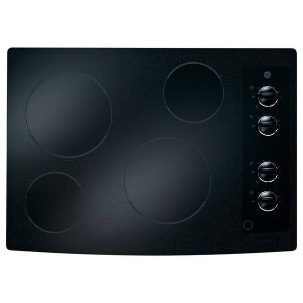GE 30 in. Ceramic Glass Electric Cooktop in Black with 4 Elements including PowerBoil