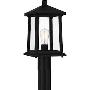 Satterfield 1-Light Matte Black Plastic Hardwired Marine Grade Outdoor Post Light with No Bulbs Included