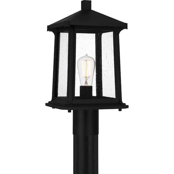 Quoizel Satterfield 1-Light Matte Black Plastic Hardwired Marine Grade Outdoor Post Light with No Bulbs Included