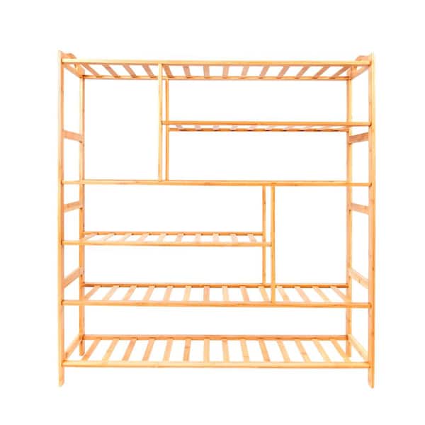Karl home 39.37 in. L x 10.24 in. W x 42.32 in. H 26-Pairs 5-Tier Orange Wood Shoe Rack