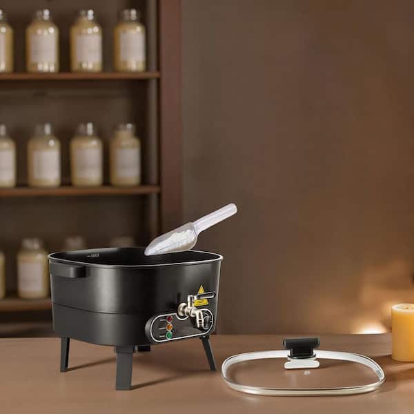 Wax Melter for Candle Making, 6.3 qt. Fast and Even Heating, with Easy Pour Spout and Temperature Control, Grooved Base