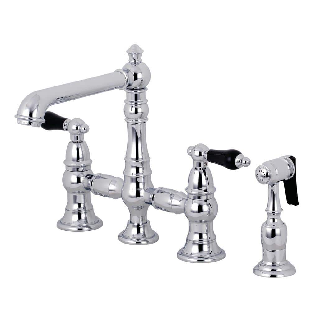 Duchess 2-Handle Bridge Kitchen Faucet with Side Sprayer in Polished Chrome