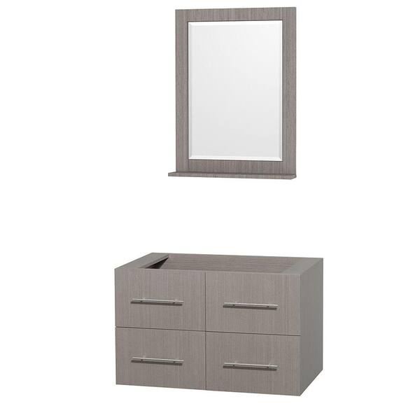 Wyndham Collection Centra 35 in. Vanity Cabinet with Mirror in Gray Oak