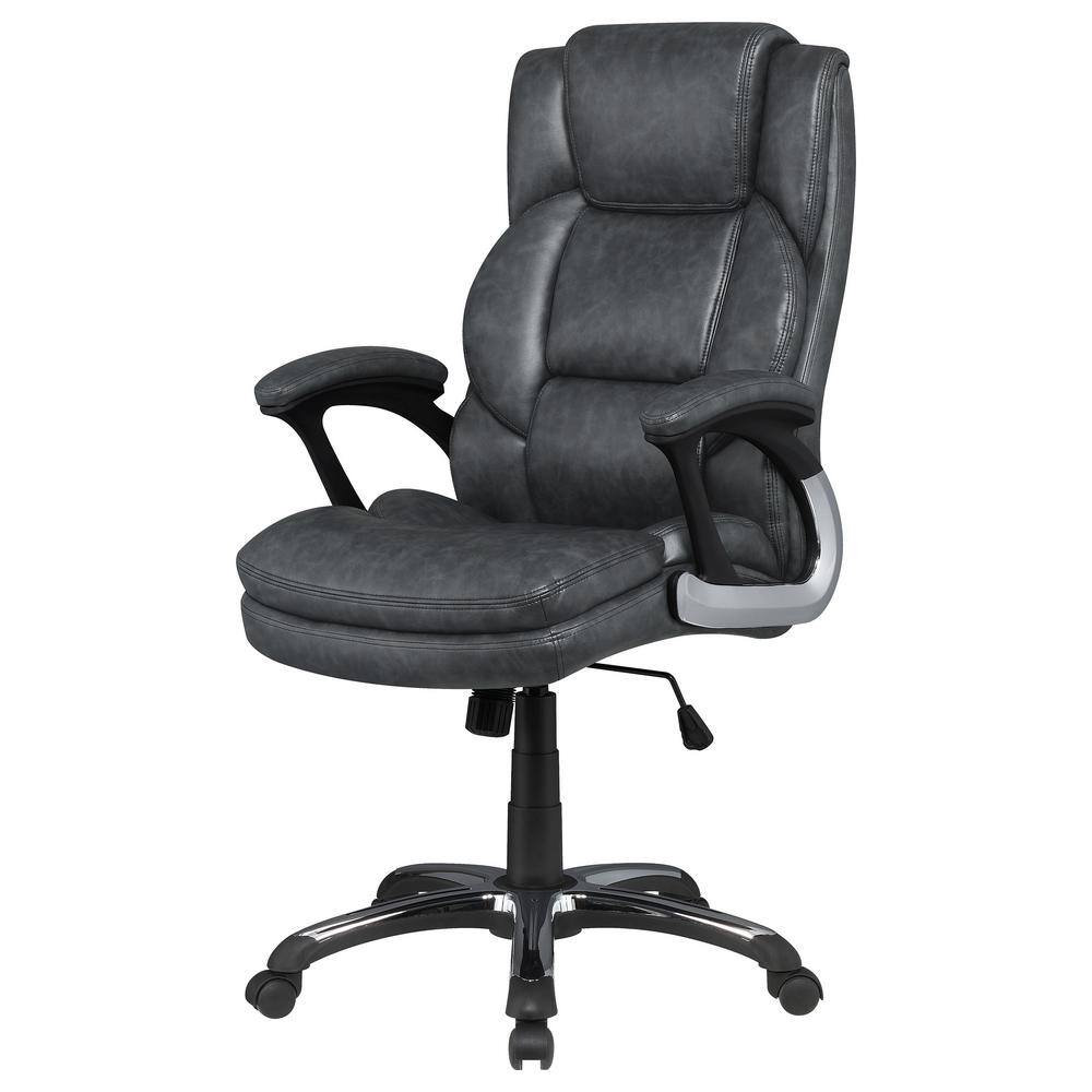 Dark Gray High Back Leather Executive Swivel Chair