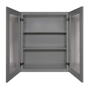 Newport Shaker Gray Ready to Assemble Wall Cabinet with 2-Doors 3-Shelves (30 in. W x 36 in. H x 12 in. D)