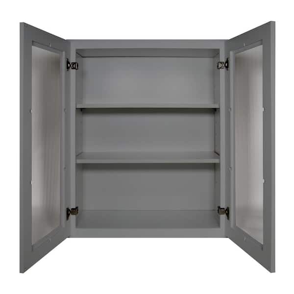 HOMEIBRO Newport Shaker Gray Ready to Assemble Wall Cabinet with 2-Doors 3-Shelves (30 in. W x 36 in. H x 12 in. D)