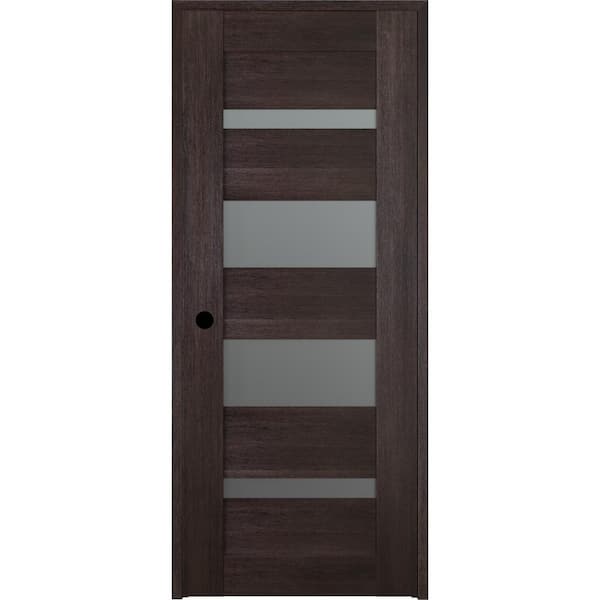 Belldinni Vona 07-01 28 in. x 80 in. Right-Hand Frosted Glass Solid Core 4-Lite Veralinga Oak Wood Single Prehung Interior Door