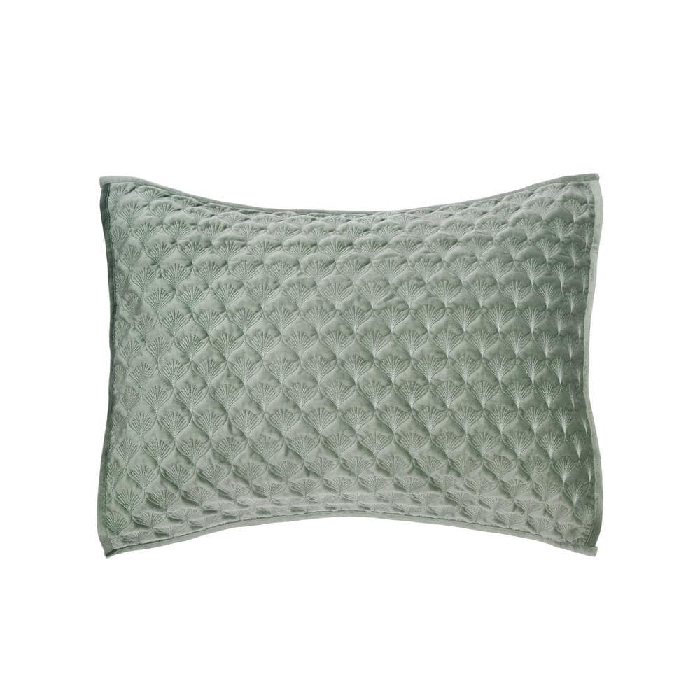Seafoam Green Quilted Velvet King Sham with Hypoallergenic Polyester