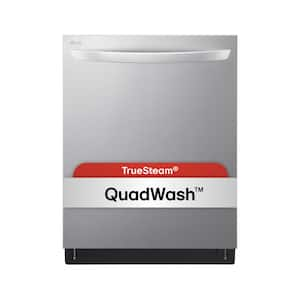 24 in. in PrintProof Stainless Steel Top Control Dishwasher with Towel Bar, TrueSteam and QuadWash