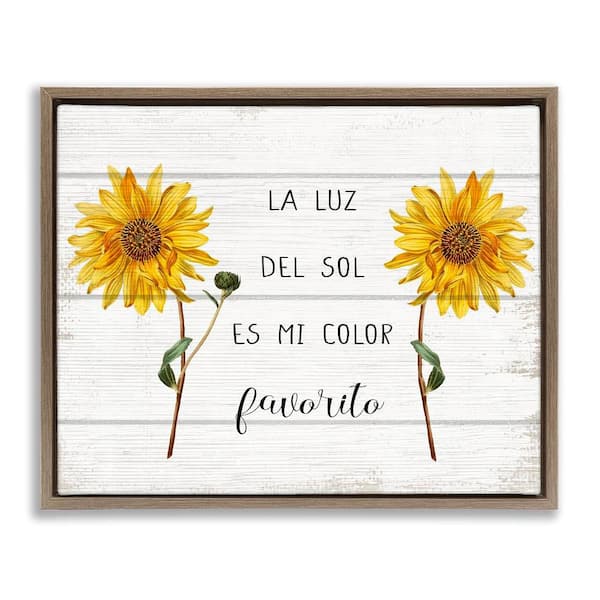 Stupell Industries Sunflower Favorite Color by Lil' Rue Brown Floater Frame Typography Graphic Art Print 25 in. x 31 in.