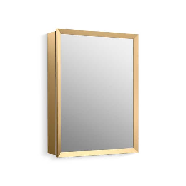 Embark 20 in. W x 26 in. H Rectangular Framed Medicine Cabinet with Mirror Moderne Brushed Gold