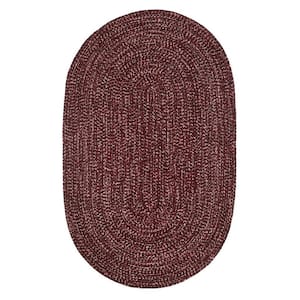 Chenille Tweed Braid Collection Burgundy & Mauve 30" x 50" Oval 100% Polyester Reversible Indoor Area Rug