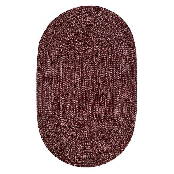 Chenille Tweed Braid Collection Burgundy & Mauve 42" x 66" Oval 100% Polyester Reversible Indoor Area Rug